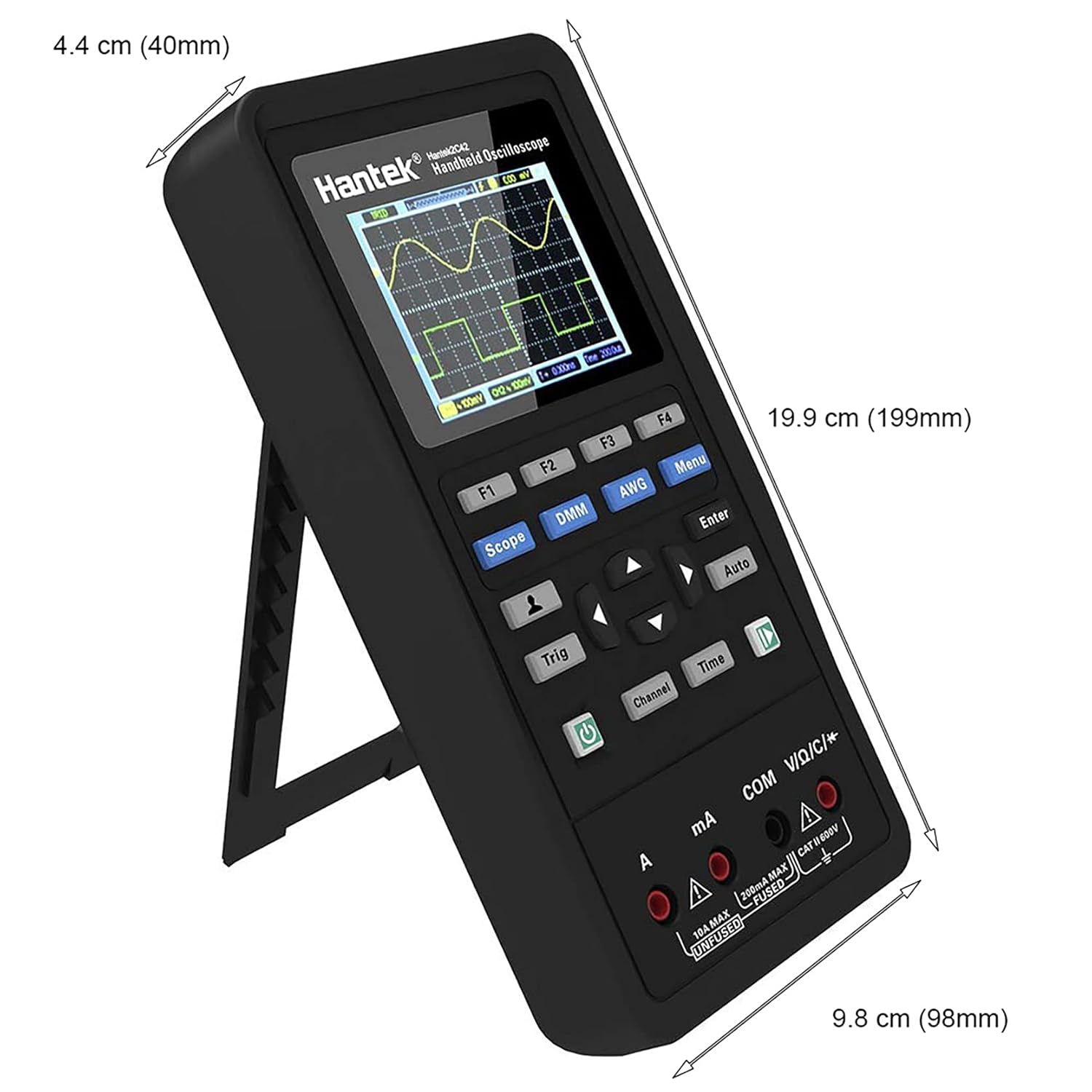 Hantek Dual Channel Oscilloscope Multimeter USB Portable 40Mhz Tester Kit (Hantek 2C42), Battery Powered amiciKart