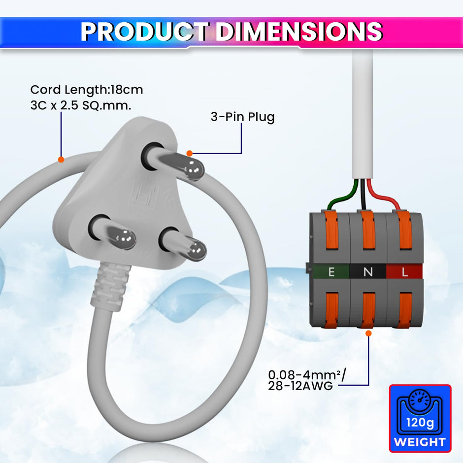 Secure Connect Plug Top with Color Coded Wire Connector (16Amp, 230 VAC)