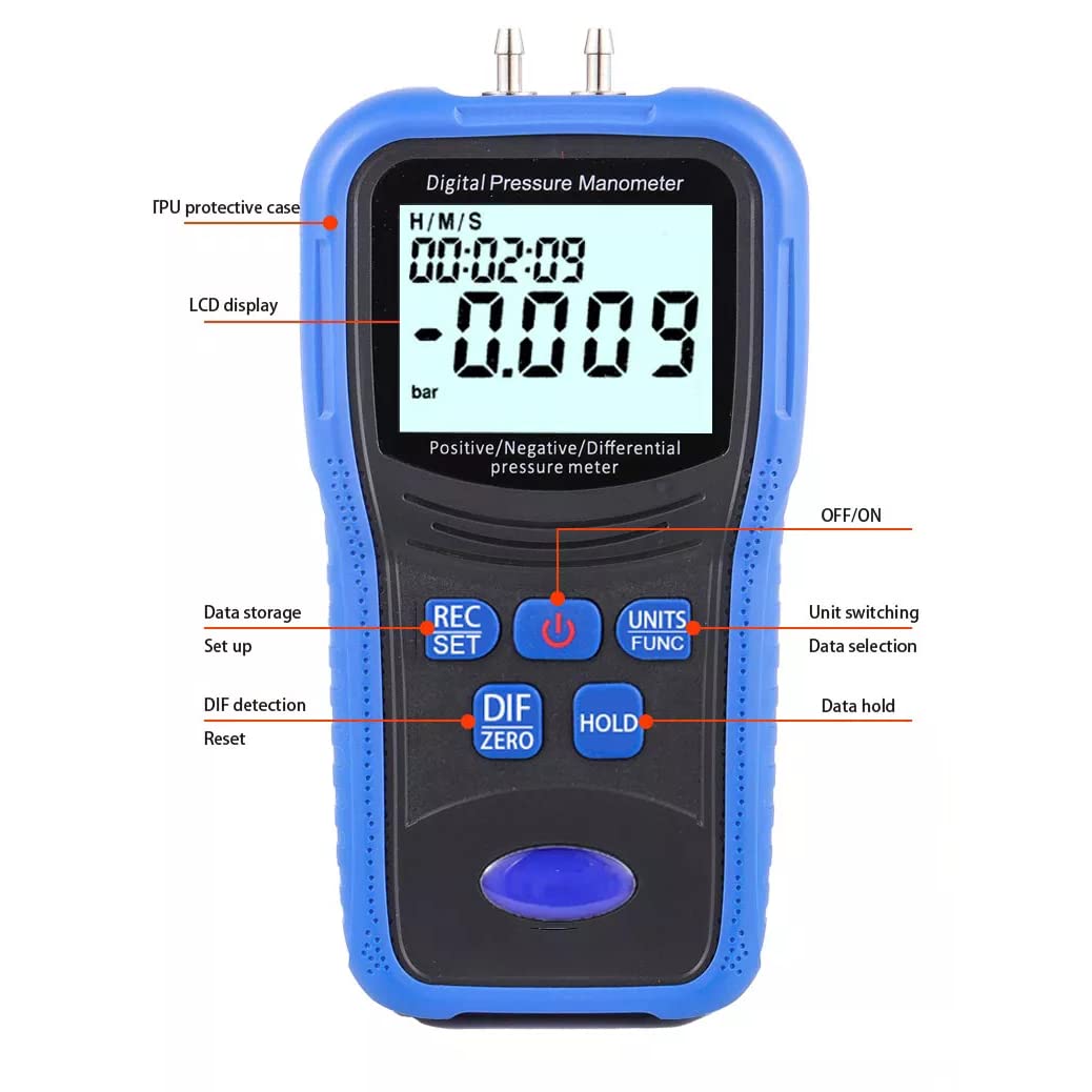 Digital Air Pressure Tester, Handheld Manometer with 11 Units, Data Record & Backlight amiciKart c0tmiz-hs.myshopify.com
