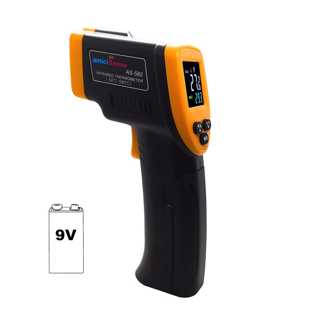 Plastic IR Industrial Thermometer -50~580°C, High Precision with Adjustable Emissivity & LCD amiciKart