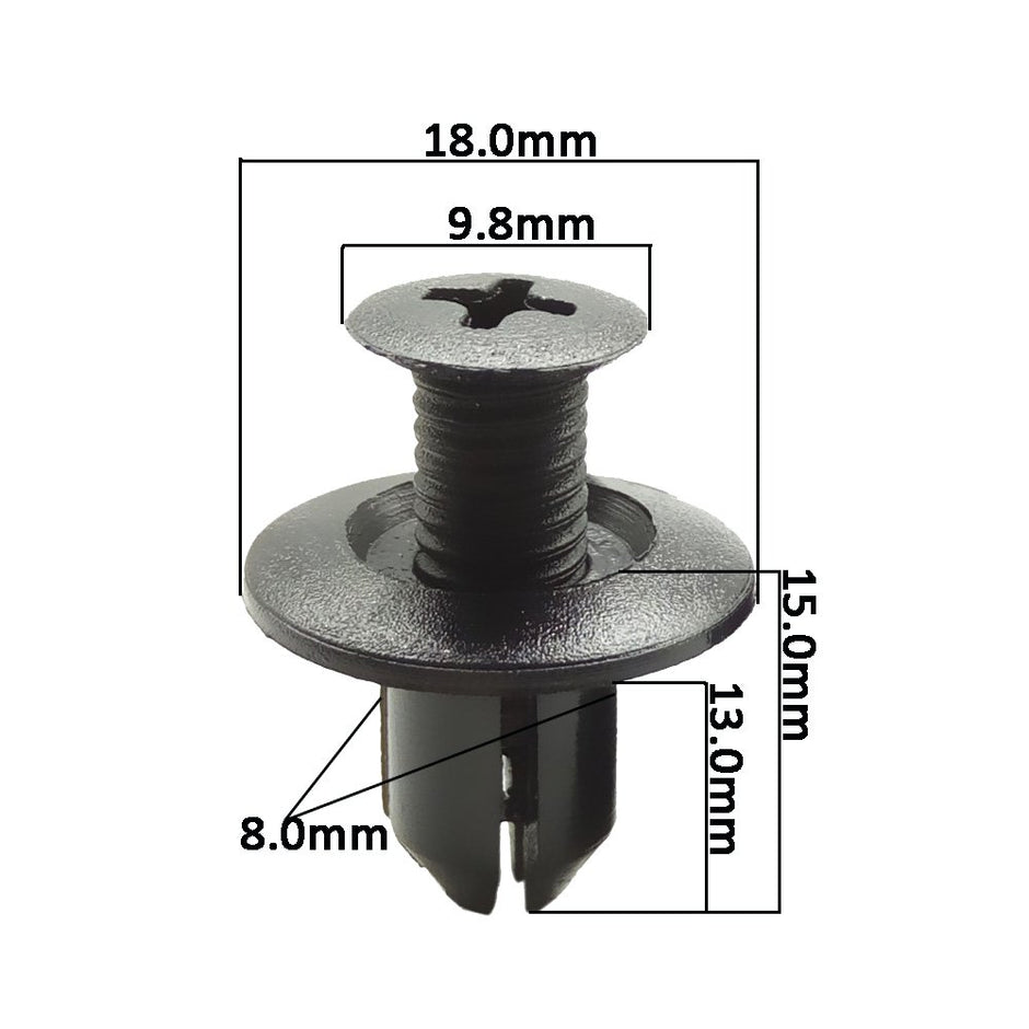 8 mm Car Plastic Screw Fasteners for Car Bumper Mudguard, 10 Piece