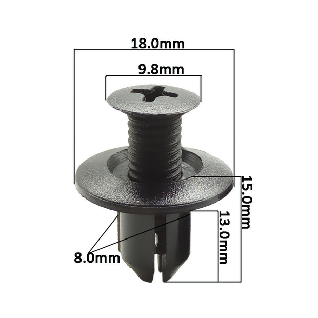 amiciAuto 8 mm Car Plastic Screw Fasteners for Car Bumper Mudguard, 10 Piece