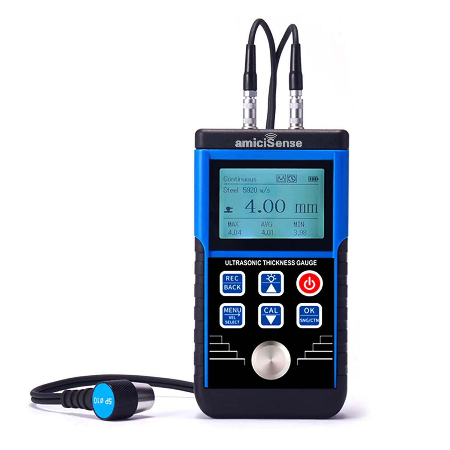 Professional Ultrasonic Thickness Gauge , Precision Measurement Range 0.8mm to 500mm,Microprocessor Controlled with Adjustable Velocity amiciKart