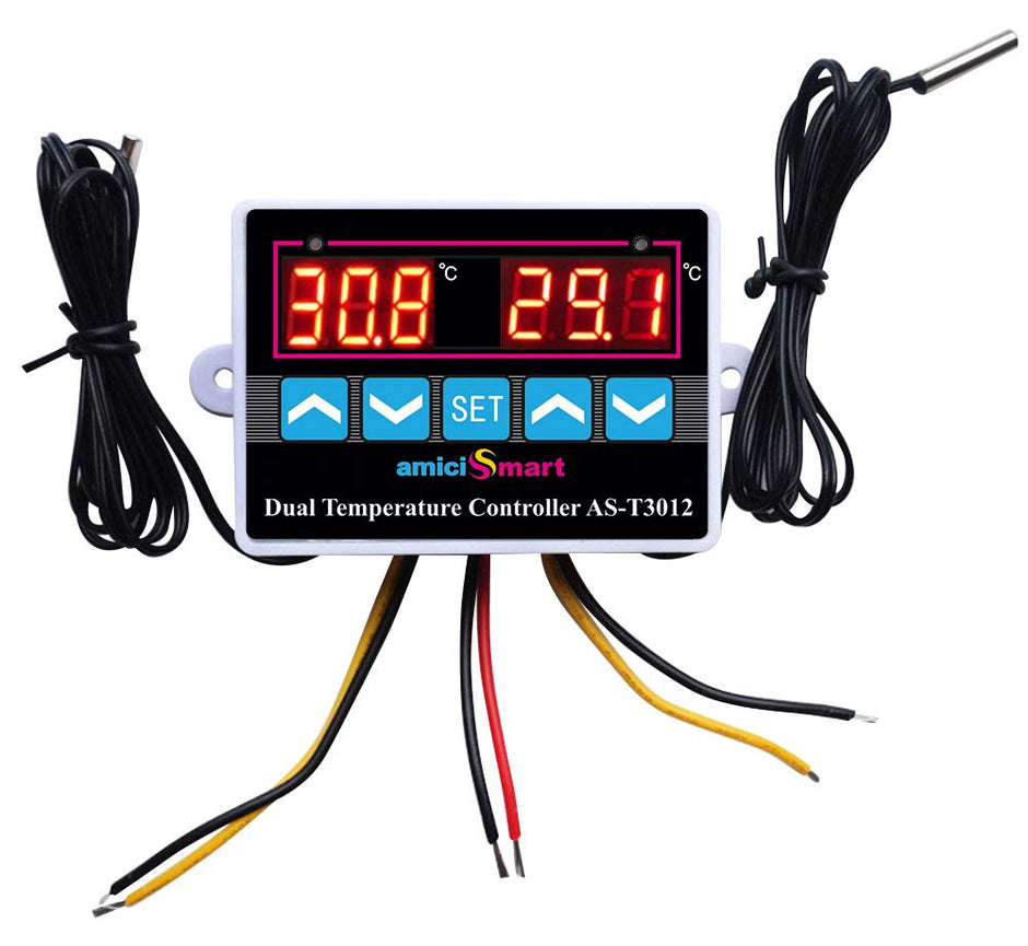 AC 220V Dual Probe Digital Thermostat Temperature Controller with LED Display amiciKart c0tmiz-hs.myshopify.com
