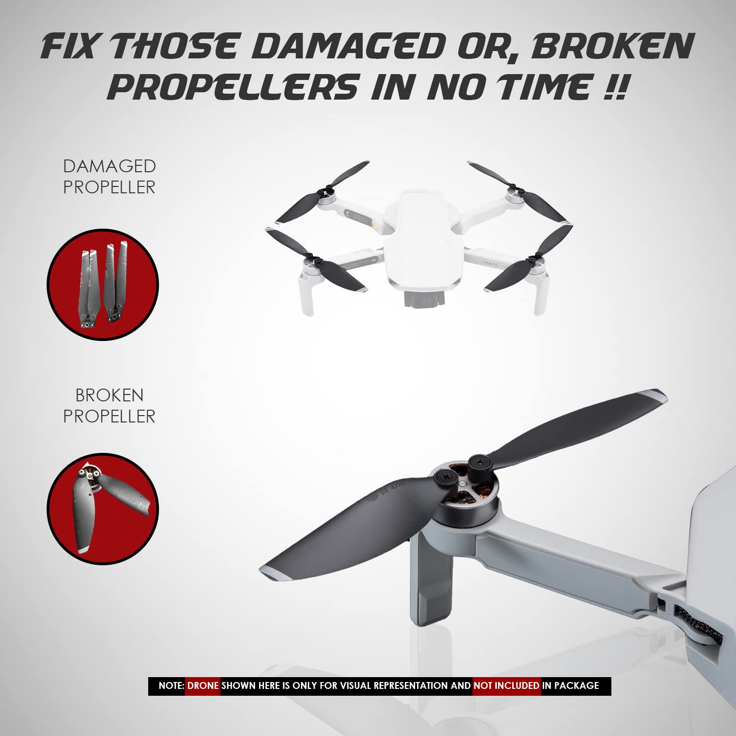 DJI Mavic Mini 1/2 Propellers, Light-Weight and Low-Noise Propellers, Black