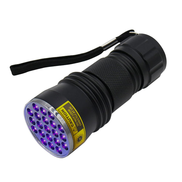 amiciVision 21LED UV Flashlight, 395~400nm Ultra-Violet Metal Torch for Official Document Authenticity, Gemstone Observation