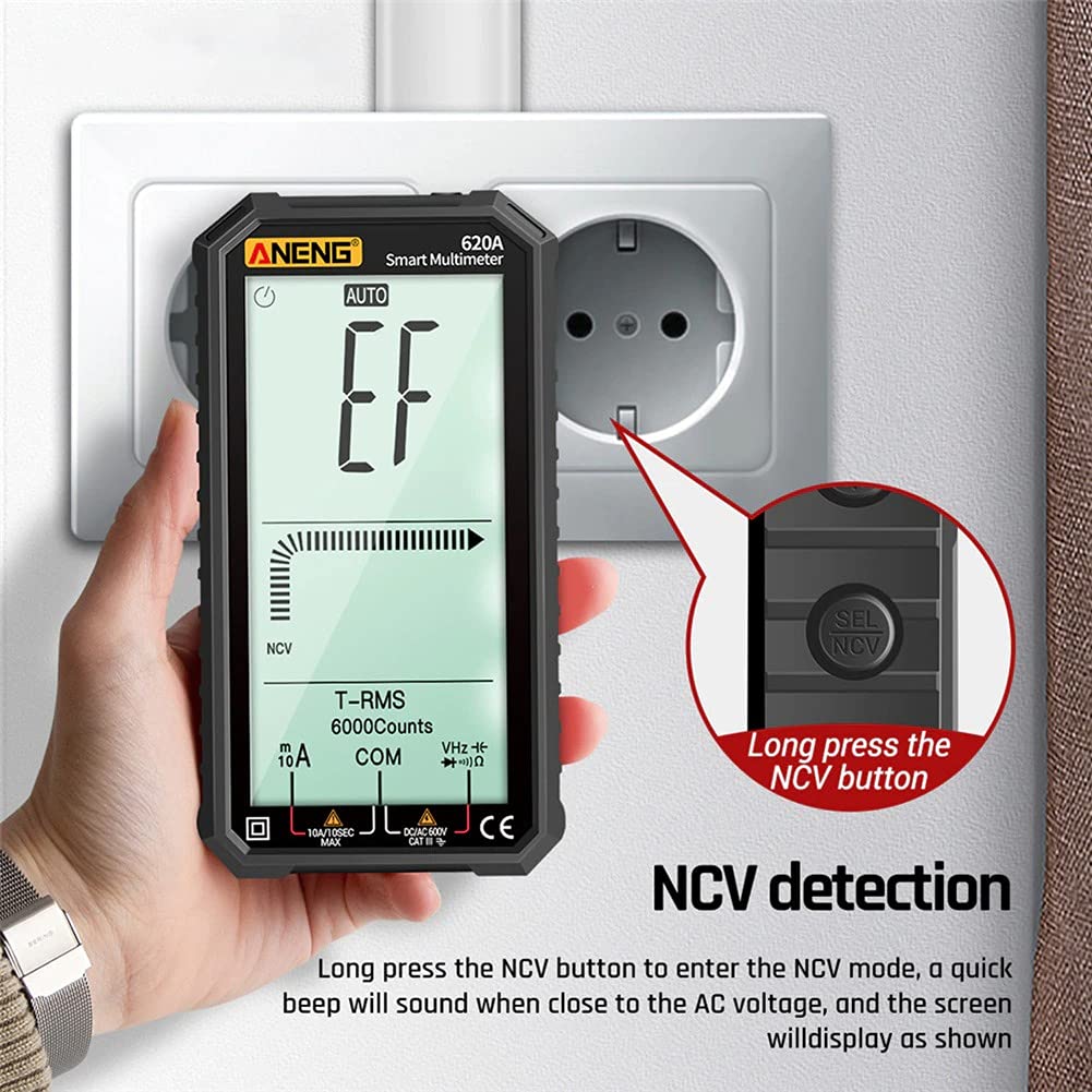 AC/DC Digital Multimeter 6000 TRMS, NCV, Voltage/Current, Resistance, Frequency, 2xAAA amiciKart