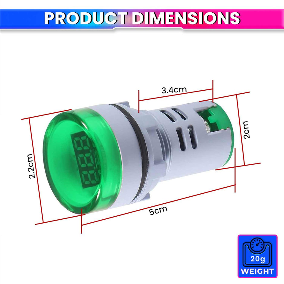amiciSense 3-Digit Digital Voltmeter, 60-500VAC Voltage Range, Compact and Accurate Voltage Display