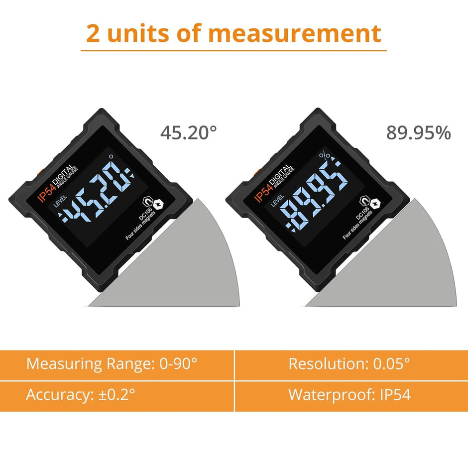 Digital Protractor Angle Gauge with 4 Magnetic Sides, Inclinometer, 2×AAA Battery