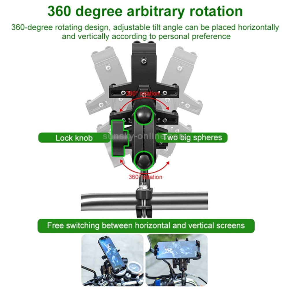 Motorcycle Phone Holder, 360° Rotatable Smartphone Mount for 4.7 inch to 7.2 inch Phone amiciKart