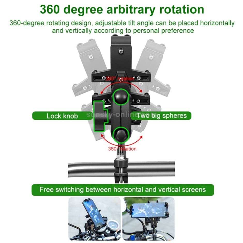 Motorcycle Phone Holder, 360° Rotatable Smartphone Mount for 4.7 inch to 7.2 inch Phone amiciKart