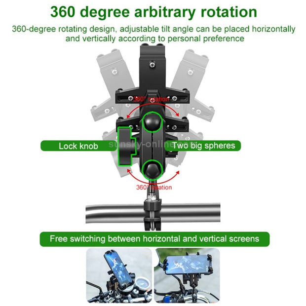 Motorcycle Phone Holder, 360° Rotatable Smartphone Mount for 4.7 inch to 7.2 inch Phone amiciKart