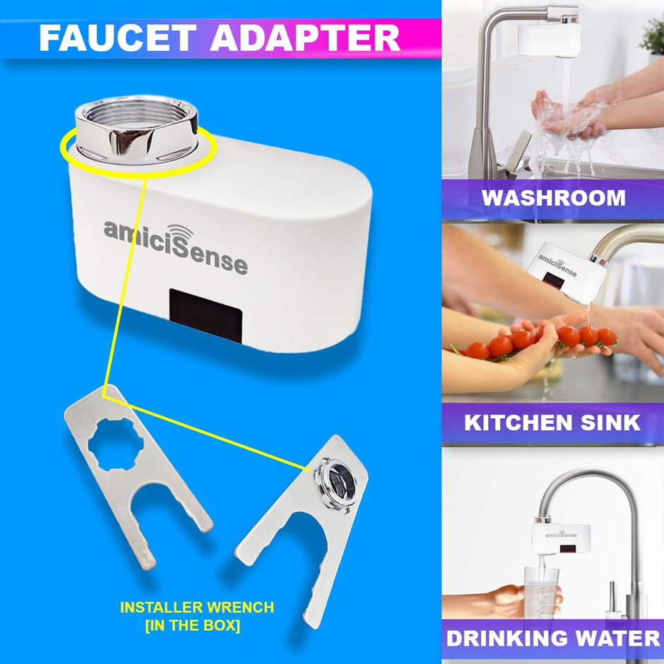 Automatic Touchless Tap, Upgraded Dual Sensor Water Faucet With Type-C Charging And 2 In 1 Adapter