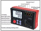 Earth Resistance Tester, High-Precision Megohmmeter with Ground Voltage Test, LCD Display, 6×AA Batteries