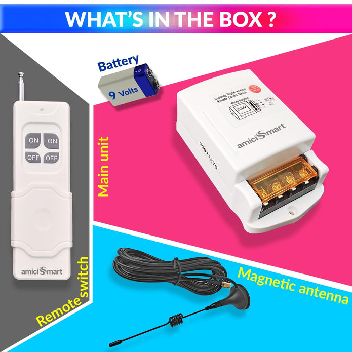 Wireless Remote Switch 220V 1km Long-Range Control for Pump, Tubewell & Motors 40A Heavy Load