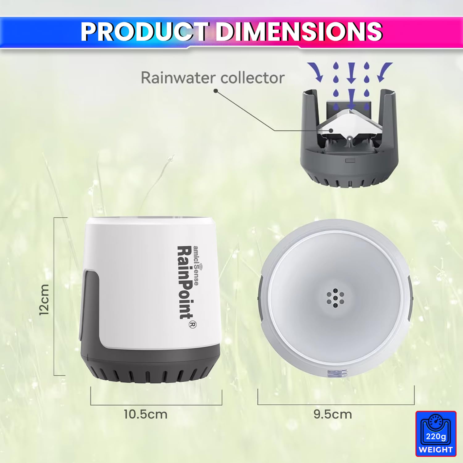 Wi-Fi Digital Rain Gauge – Accurate Rainfall Monitor with RainPoint App Alerts  (Wifi Gateway Sold Separately)