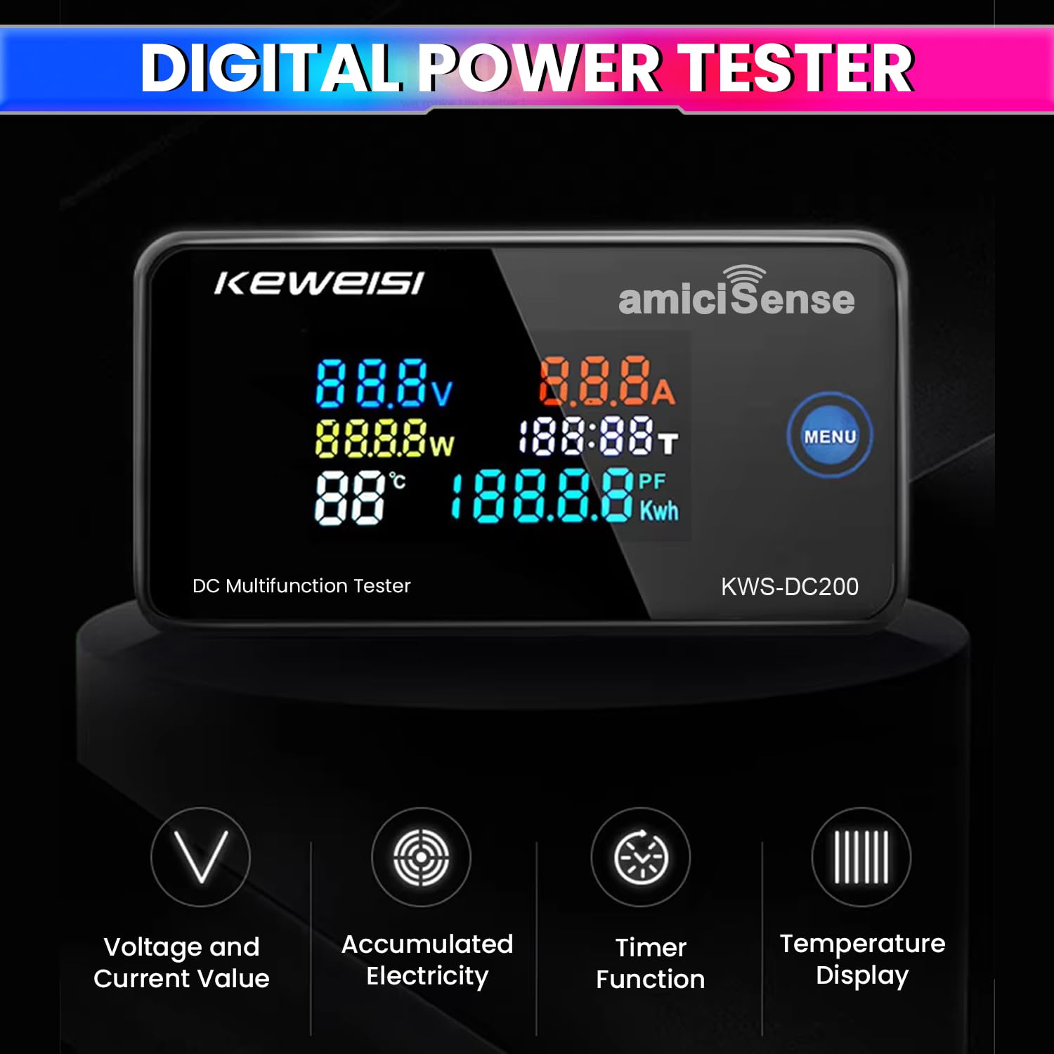 100A DC Energy Meter 6-in-1, Voltage, Current, Power & Temperature Monitor for Solar & Battery Systems amiciKart c0tmiz-hs.myshopify.com