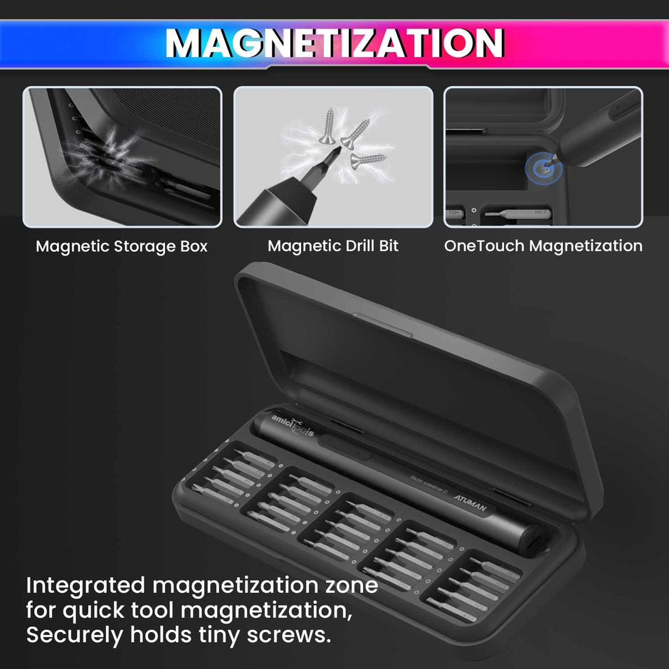 25-in-1 Magnetic Electric Screwdriver Set - Type-C Rechargeable, 210 RPM Repair Tool Kit amiciKart