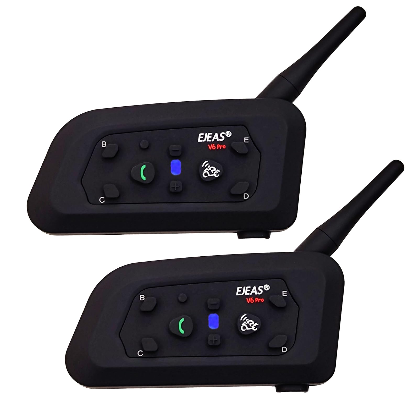 Ejeas V6 Pro Helmet Bluetooth Intercom for 6 Riders, Headphone with Mic (Double Unit) amiciKart
