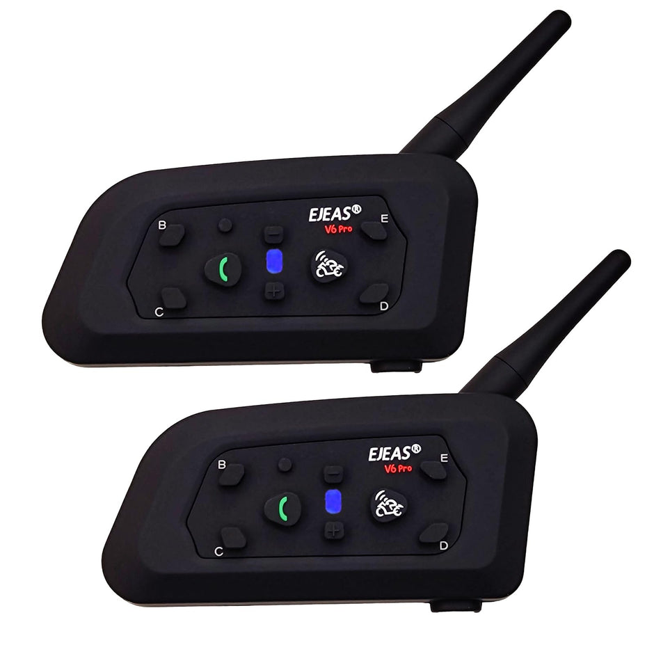 Ejeas V6 Pro Helmet Bluetooth Intercom for 6 Riders, Headphone with Mic (Double Unit) amiciKart