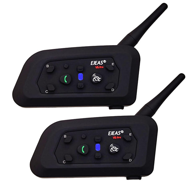 Ejeas V6 Pro Helmet Bluetooth Intercom for 6 Riders, Headphone with Mic (Double Unit) amiciKart