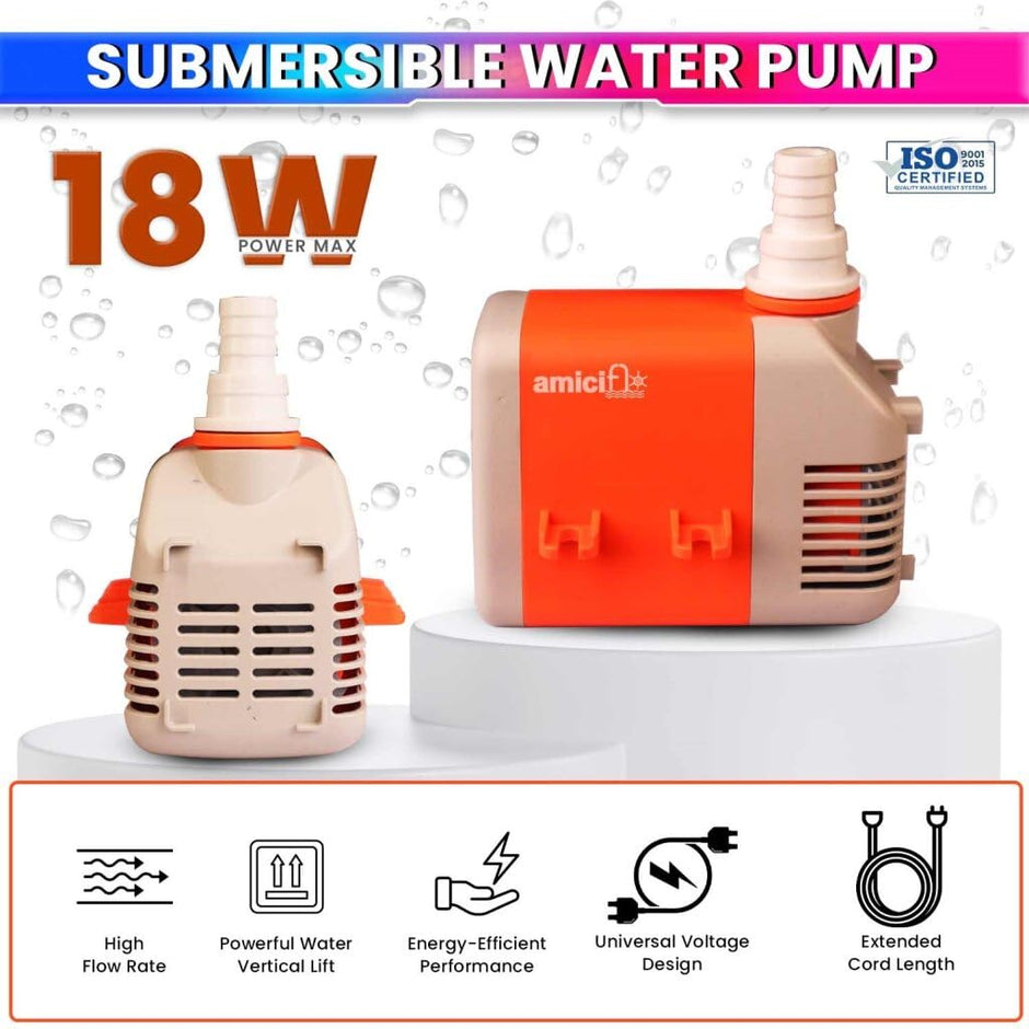 Submersible Water Pump with 500 LPH Ultra-High Flow Energy-Efficient Hydroponic & Pond Pump (18W) amiciKart c0tmiz-hs.myshopify.com