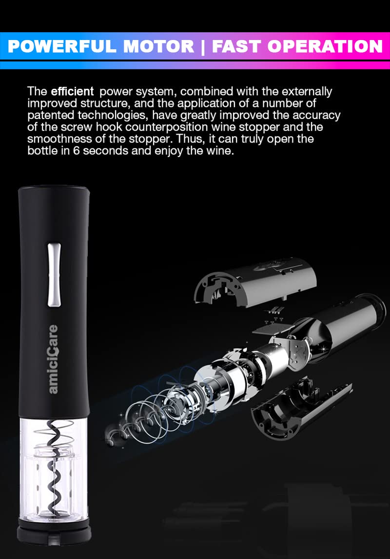 Electric Wine Bottle Opener, Automatic Corkscrew Opener with Foil Cutter
