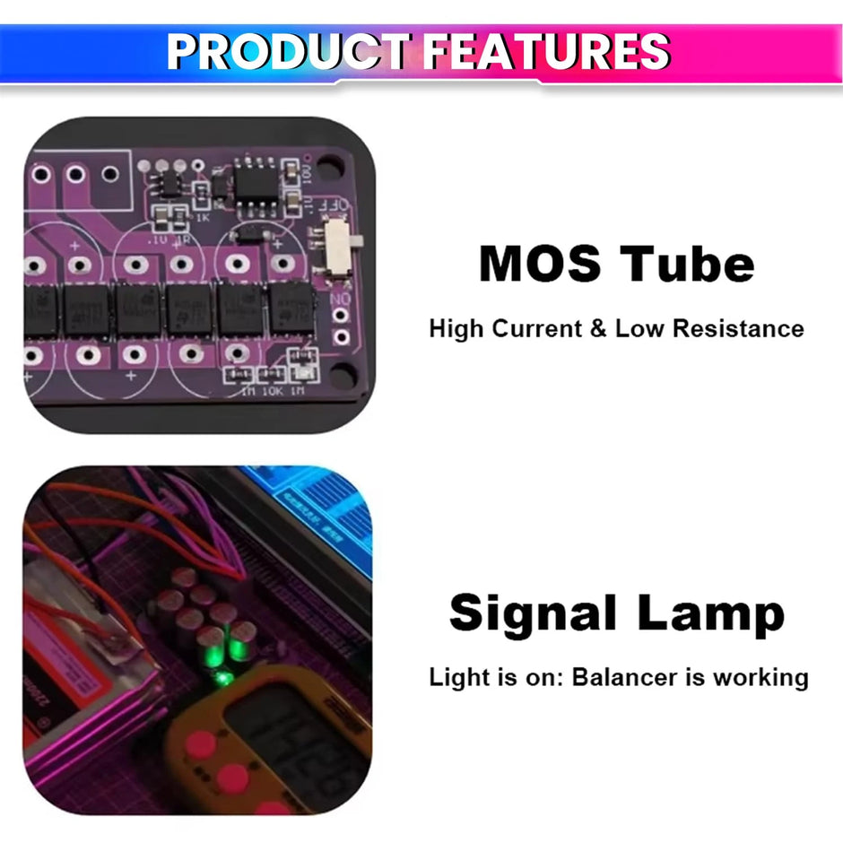 6S 6A Active Balancer Board for LiFePO4, Lithium, Li-ion & LTO Battery Packs Inductive Energy Equalization 2.7V–4.5V Cell Support 6A Voltage Balancing