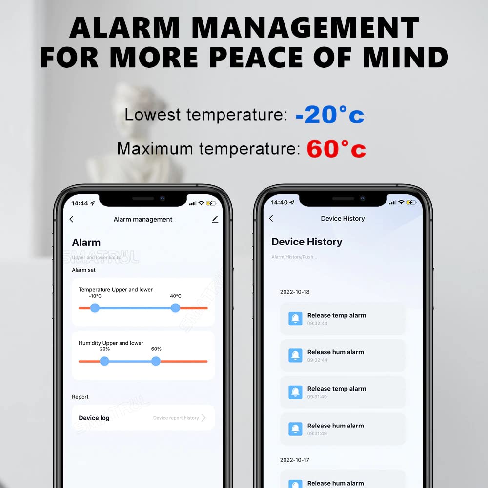 amiciSmart WiFi Temperature Humidity Sensor, Compatible with SmartLife App and USB Powered Thermometer Hygrometer with Data Export Feature