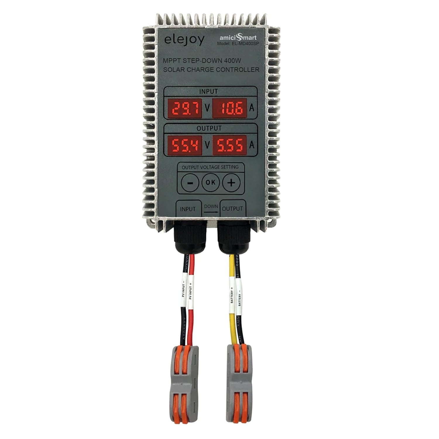 400W MPPT Solar Charge Controller with Step-Down Module, Weatherproof, 97% Efficiency