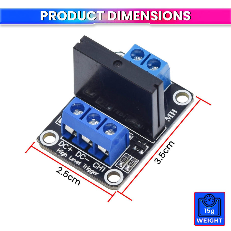 5V Relay 1-Channel Module Solid State Relay Board 240V 2A AC Load Control Compatible with Arduino, Raspberry Pi & ESP32