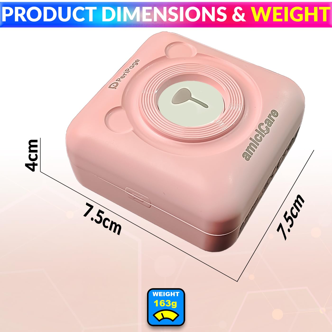 Mini Printer, Wireless Portable Ink-Less Thermal Printer with Bluetooth App Connectivity