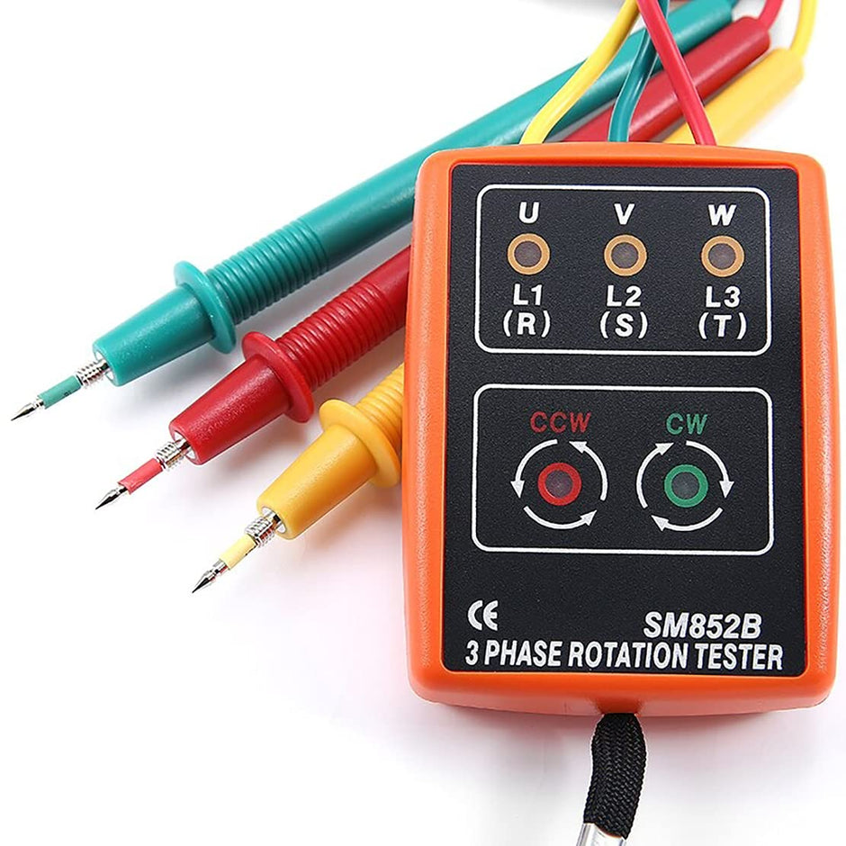 3-Phase Rotation Tester 60V–600V AC with LED & Buzzer amiciKart