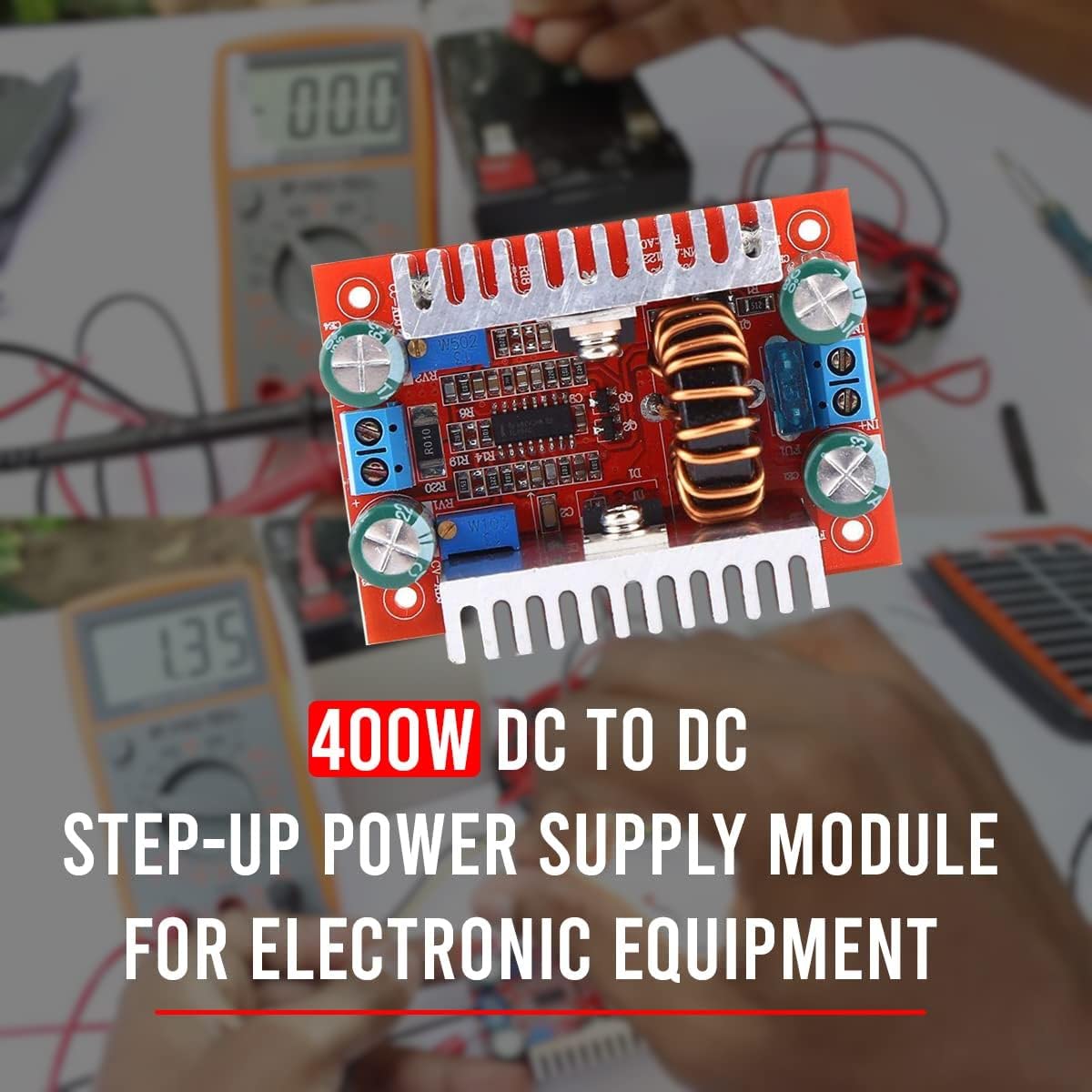 amiciSmart 400W DC-DC 15A Step-up Boost Converter 8.5-50V to 10-60V Adjustable Power Supply Module
