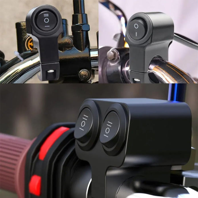 12V Waterproof 22mm Motorcycle Handlebar Switch – Dual Control Button for Fog Lamps & Accessories