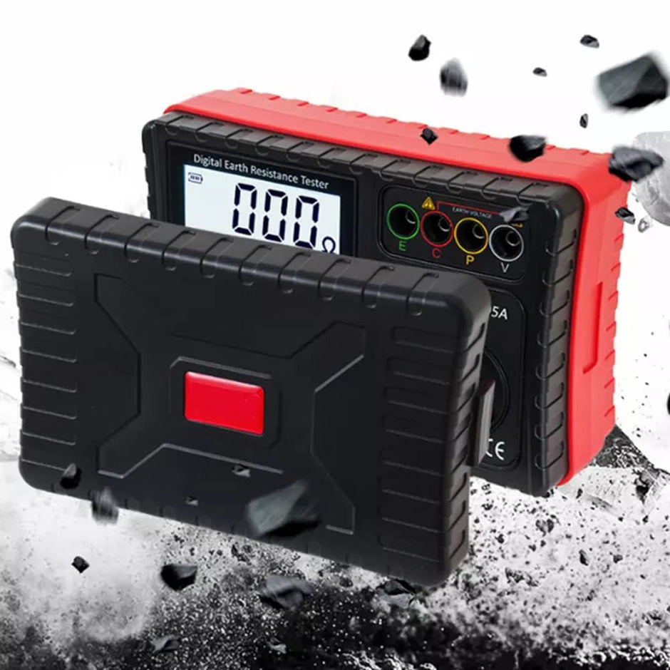Earth Resistance Tester, High-Precision Megohmmeter with Ground Voltage Test, LCD Display, 6×AA Batteries amiciKart