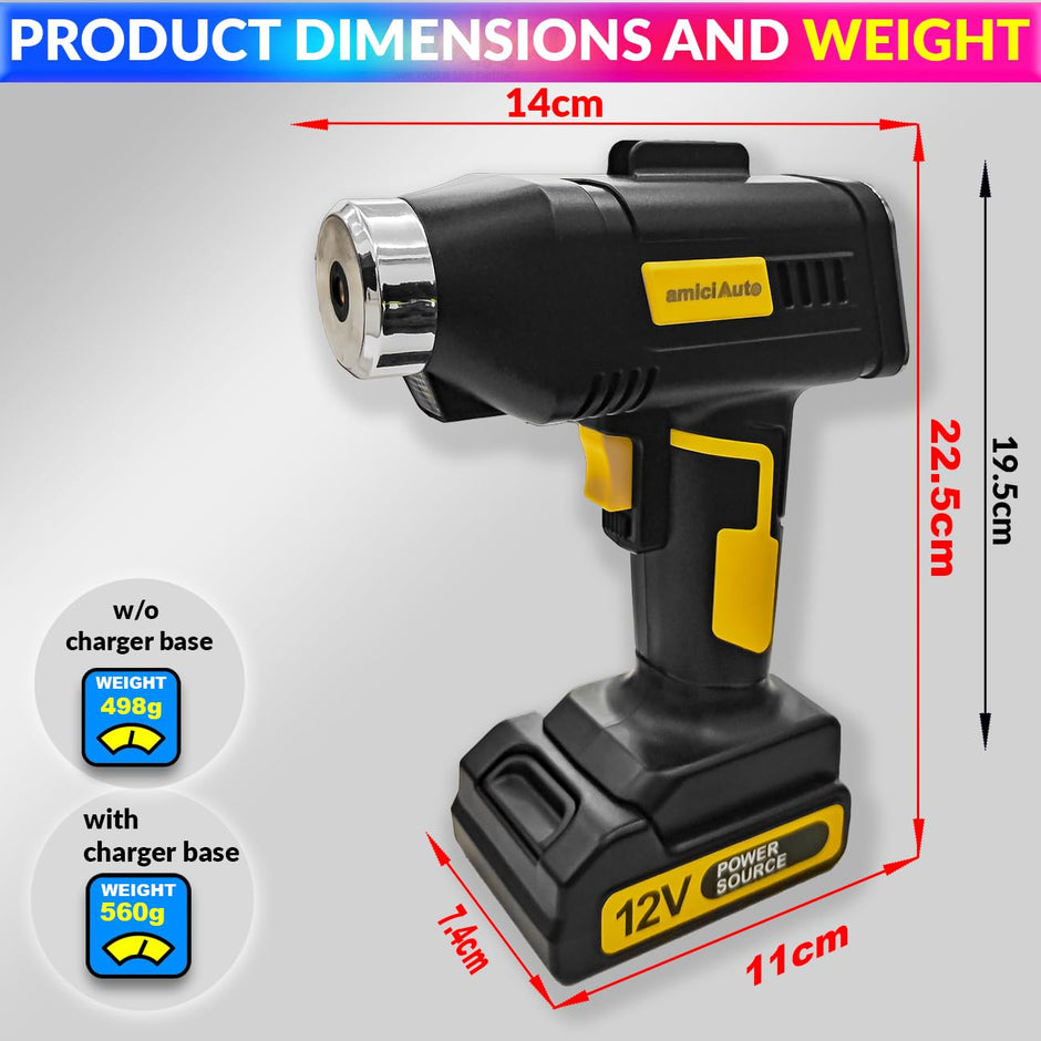 Automatic 150PSI Dual-Power Car & Bike Tyre Inflator, Rechargeable Air Pump amiciKart