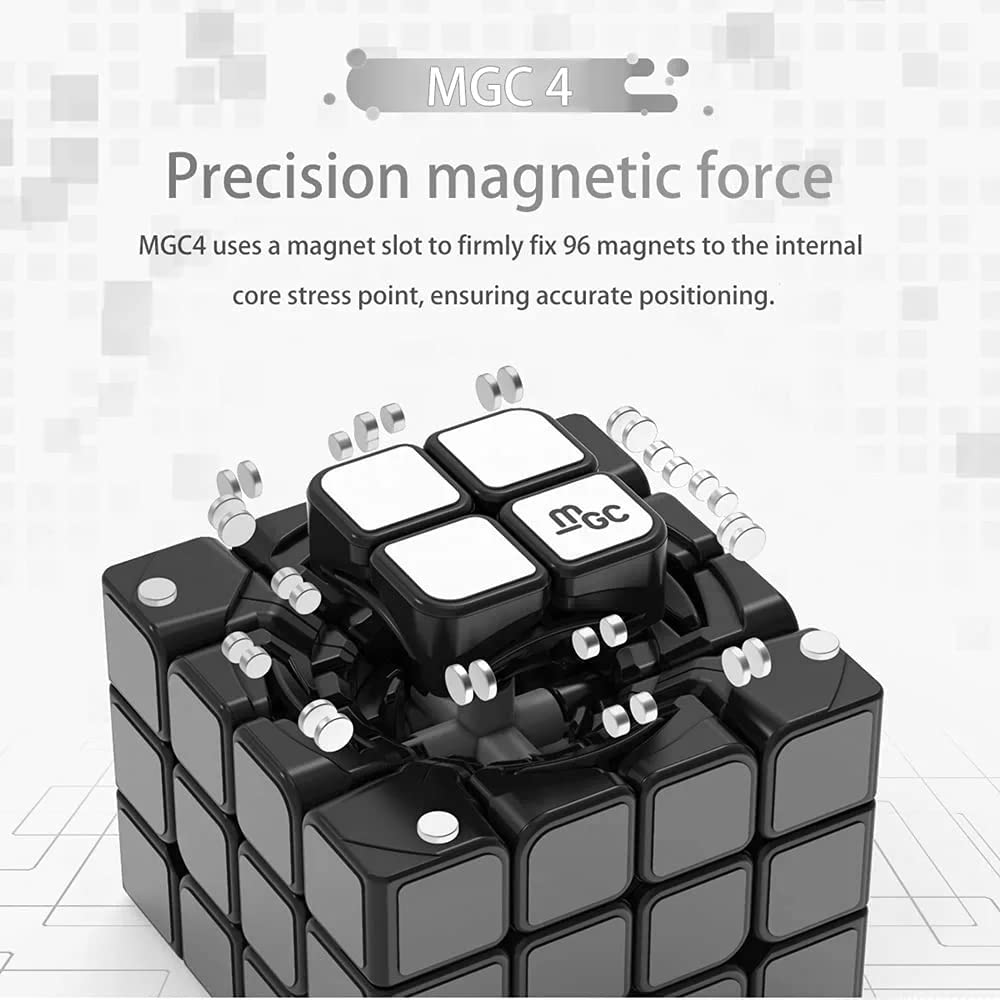 Magic Cube, MGC Professional Grade Sticker-Less & Magnetic Speed Cube with Smooth Turning, Color Matching Puzzle for Kids, Adults (4x4) amiciKart
