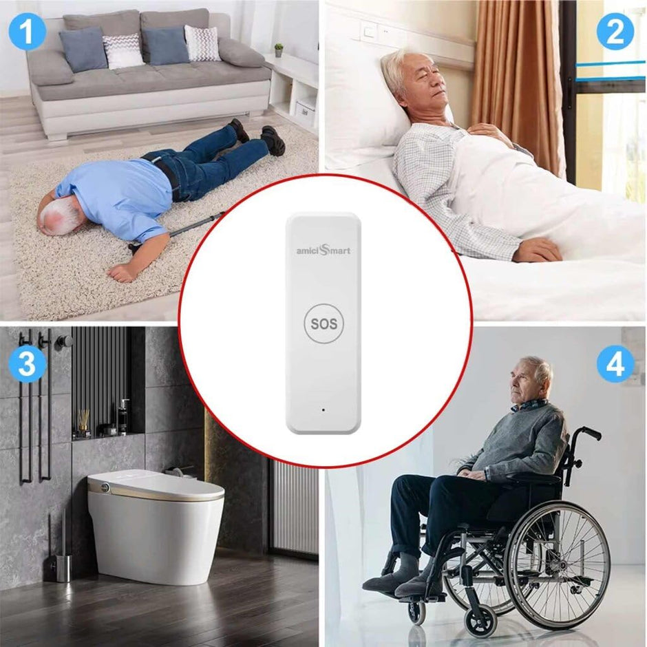 Wi-Fi SOS Call Button Wireless Emergency Alert Transmitter One-Touch Alarm SmartLife App Control
