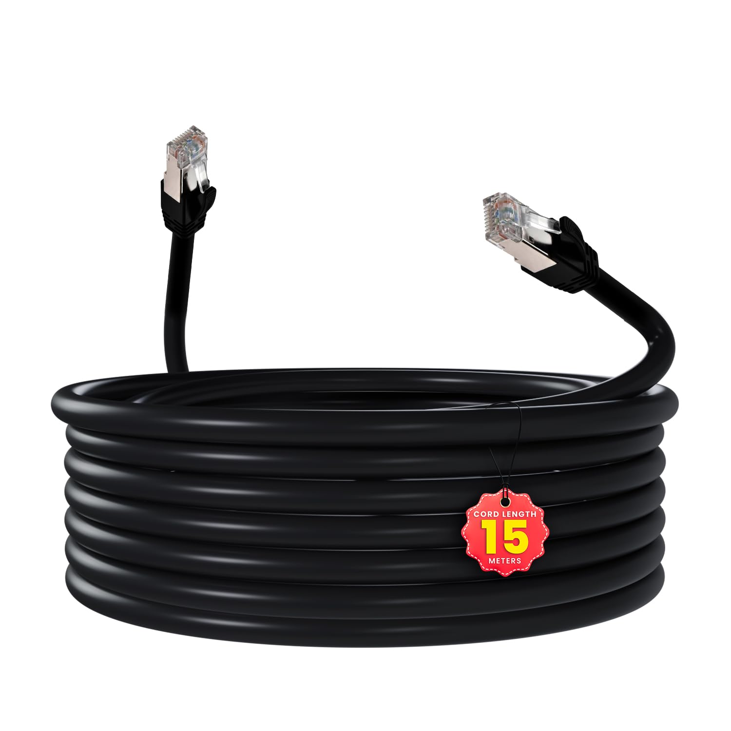 Cat 8 Ethernet Cable with 22AWG Solid Core 15 Meter 40Gbps Ultra High-Speed LAN Cable