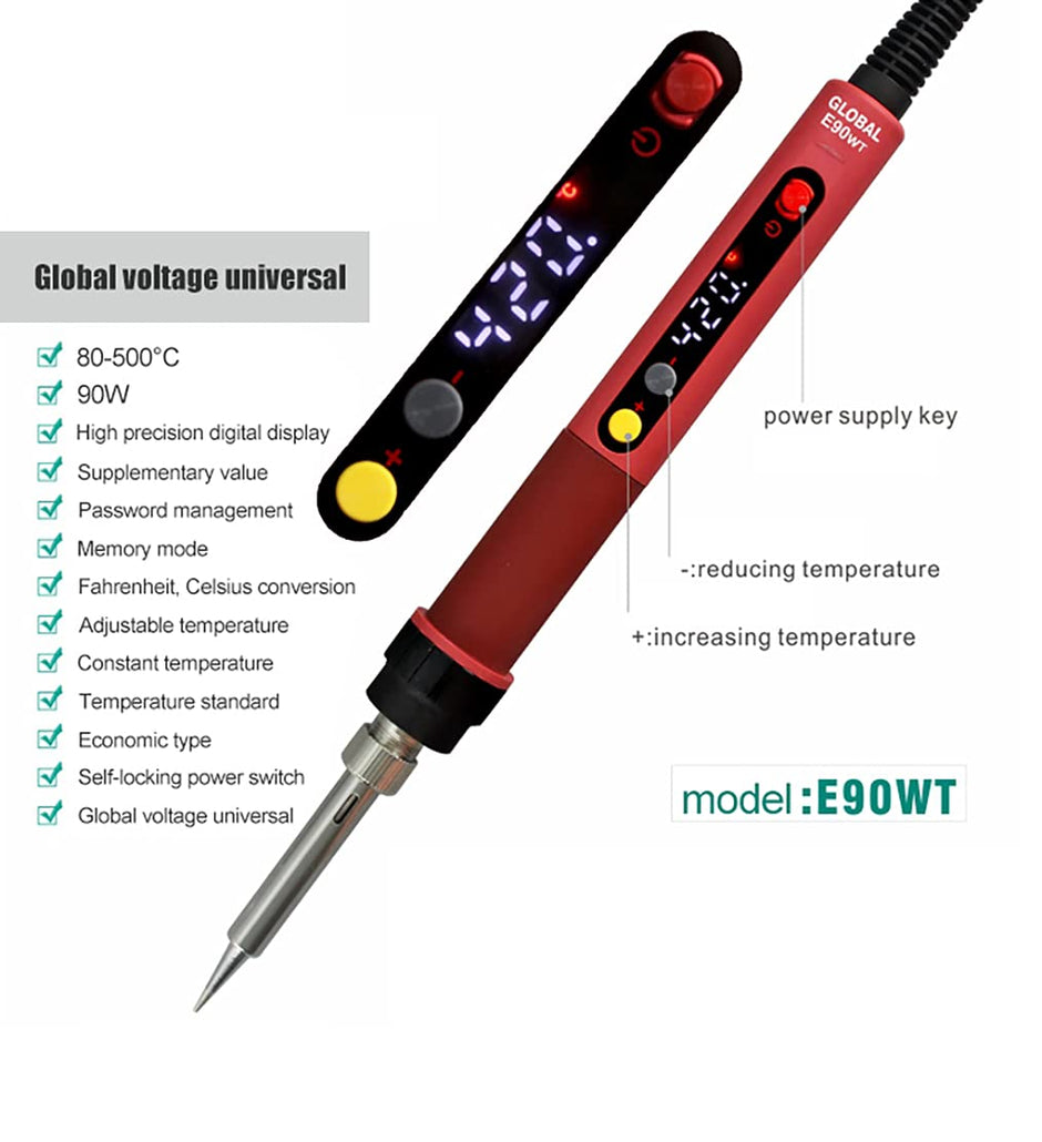 90W Soldering Iron,Professional Grade Adjustable Temperature Control (80-500 °C),230VAC