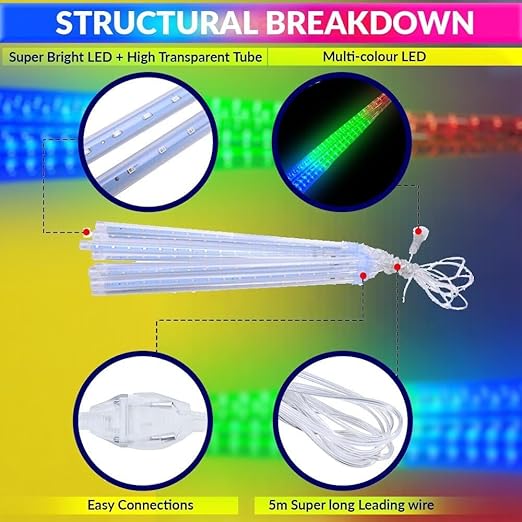 Meteor Shower Drop LED Lights – Set of 8 Weatherproof Outdoor Decorative Lights for Garden or Event Décor amiciKart c0tmiz-hs.myshopify.com