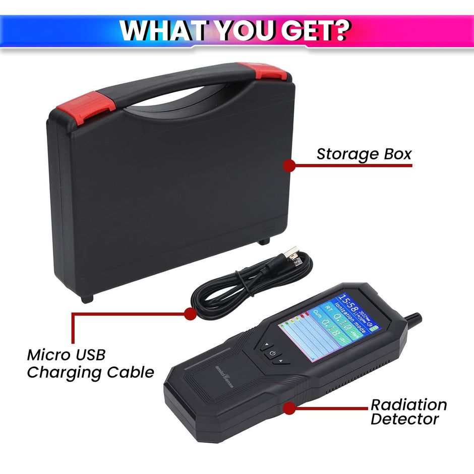 Nuclear Radiation Detector Handheld Geiger Counter with LCD Display, Real-Time Monitoring, Built-in Alarm & Rechargeable Battery
