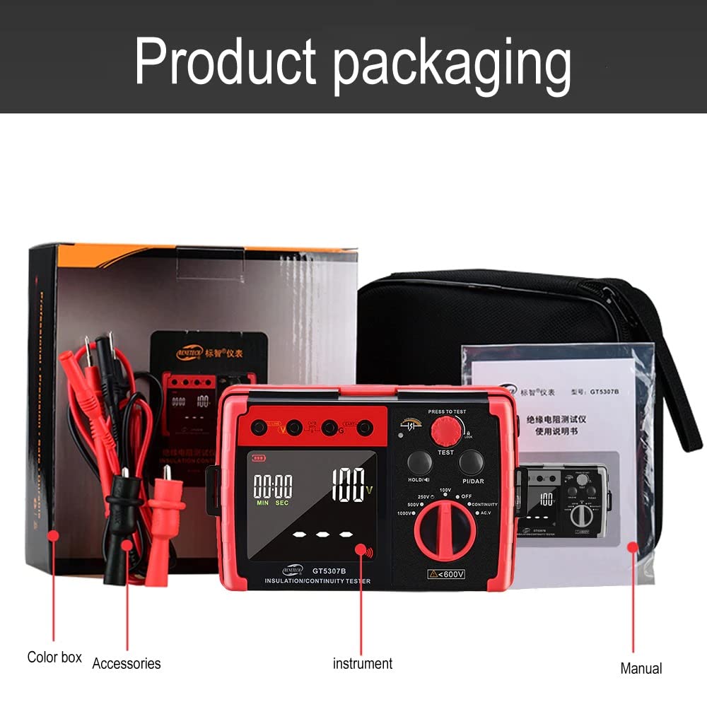 Megohmmeter, Digital Insulation Resistance Tester with AC/DC Voltage Test and Large LCD Display amiciKart c0tmiz-hs.myshopify.com