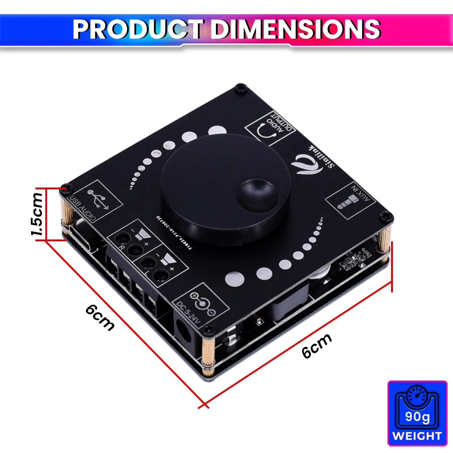 Mini Wireless Bluetooth 5.0 Amplifier – 50W+50W Dual Channel, DC 5–27V Audio Amplifier Module with AUX/USB/U-Disk Input