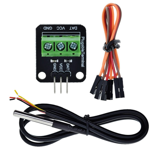 Waterproof Temperature Sensor Module Kit with Stainless Steel Probe & Terminal Adapter High-Precision Digital Sensor amiciKart