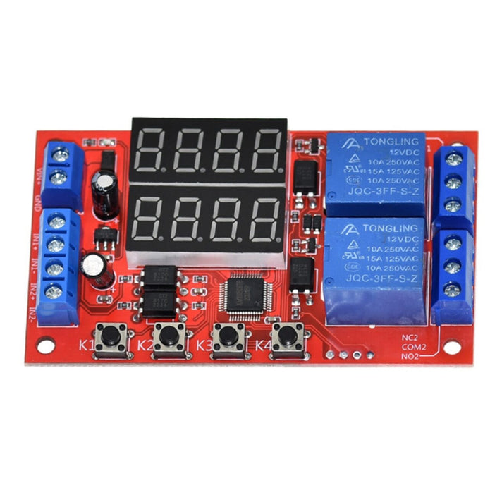 12V 10A Adjustable Time Delay Relay Module – 32 Modes Dual LED Timer Switch with Digital Display