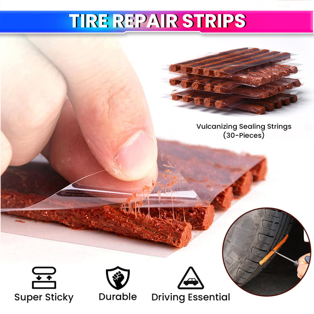 Tubeless Tyre Puncture Repair Strips Leak-Proof & Extra Sticky Rubber Strips for Car, Bike & Scooter Strong Grip, Long-Lasting Seal