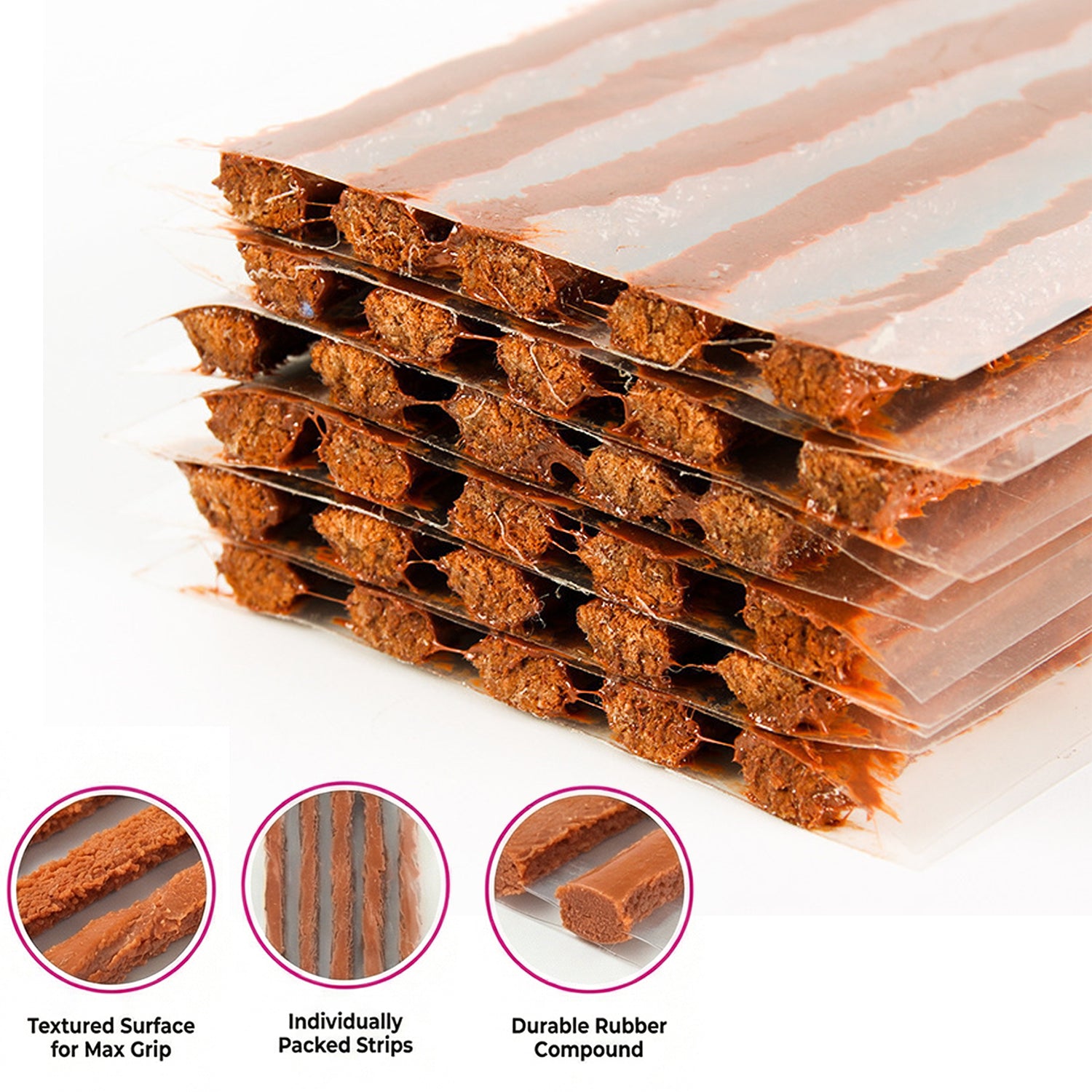 Tubeless Tyre Puncture Repair Strips Leak-Proof & Extra Sticky Rubber Strips for Car, Bike & Scooter Strong Grip, Long-Lasting Seal