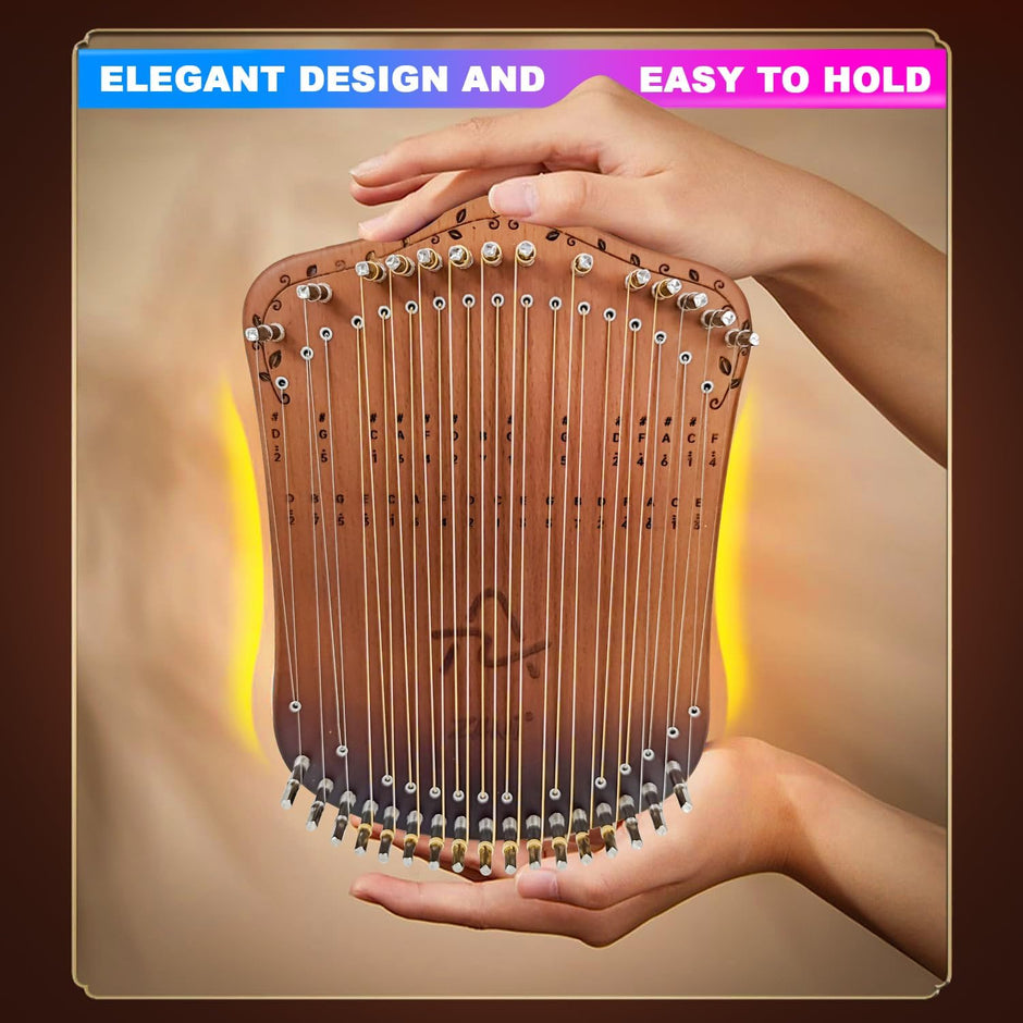 Harpika, Strings Musical Instrument Lyre Harp with Engraved Notes, with Tuner for Beginners